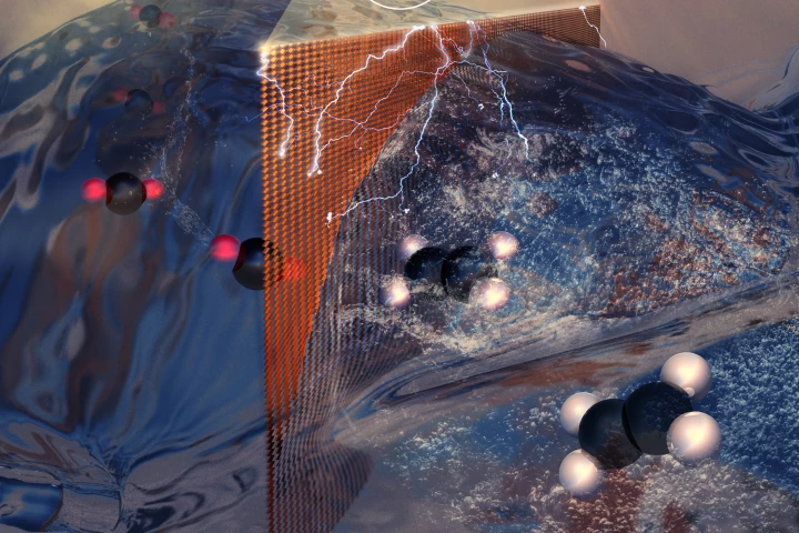 An artist's impression of the new electrochemical cell that can produce ethylene from captured carbon dioxide