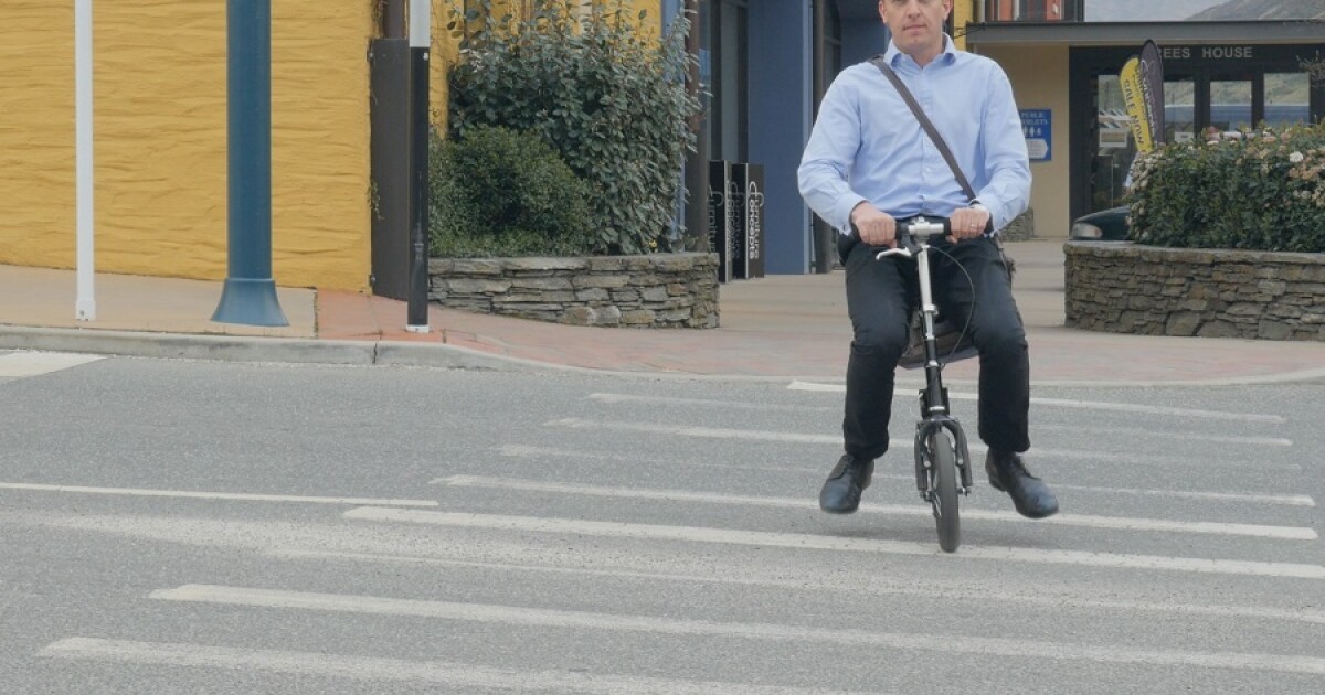 Levicle folding bike rides like a balance bike for adults