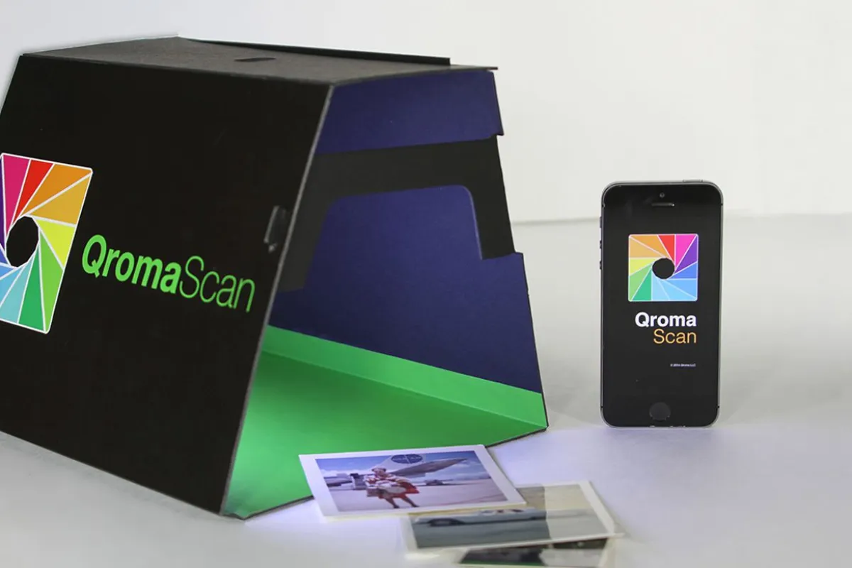 The QromaScan Lightbox and app mean you can quickly scan and tag photos with an iPhone and your voice