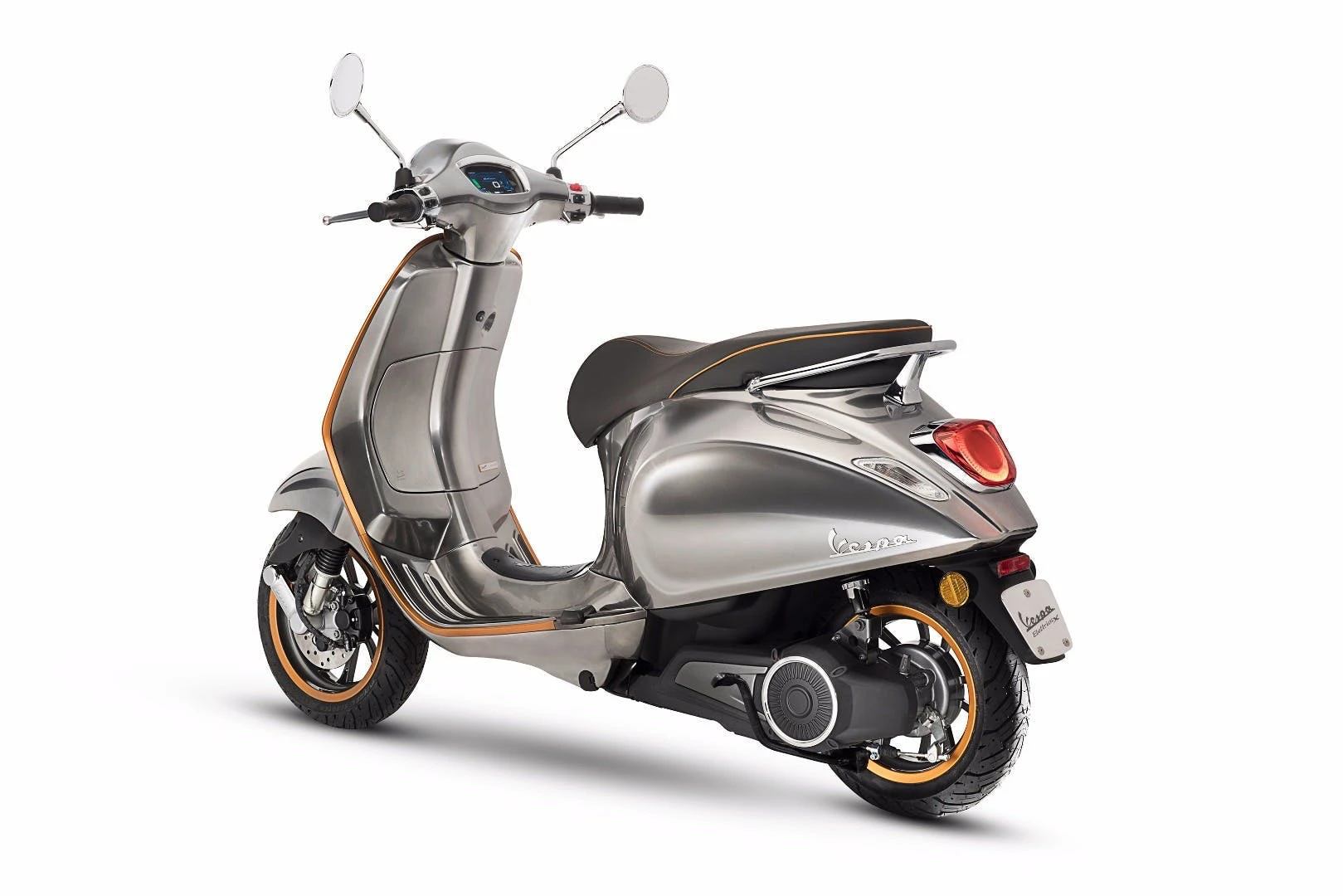 The Vespa Elettrica is powered by a 4-kW (5-hp) electric motor