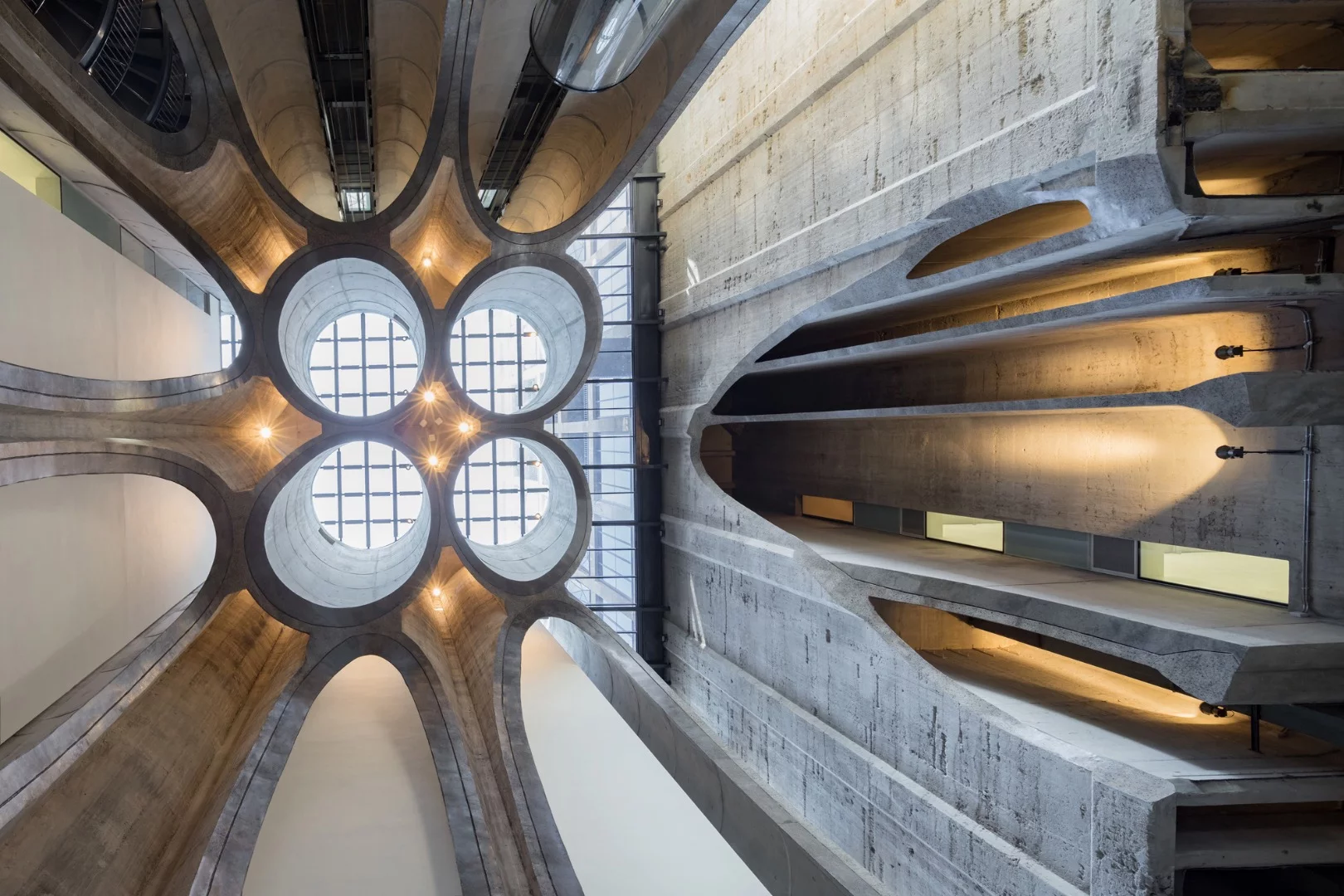 Zeitz MOCAA comprises a grading tower and 42 individual concrete tubes inside