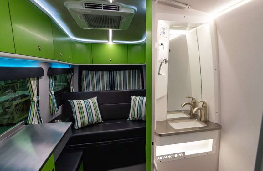 Looking back from the front of the ARV Baja camper van