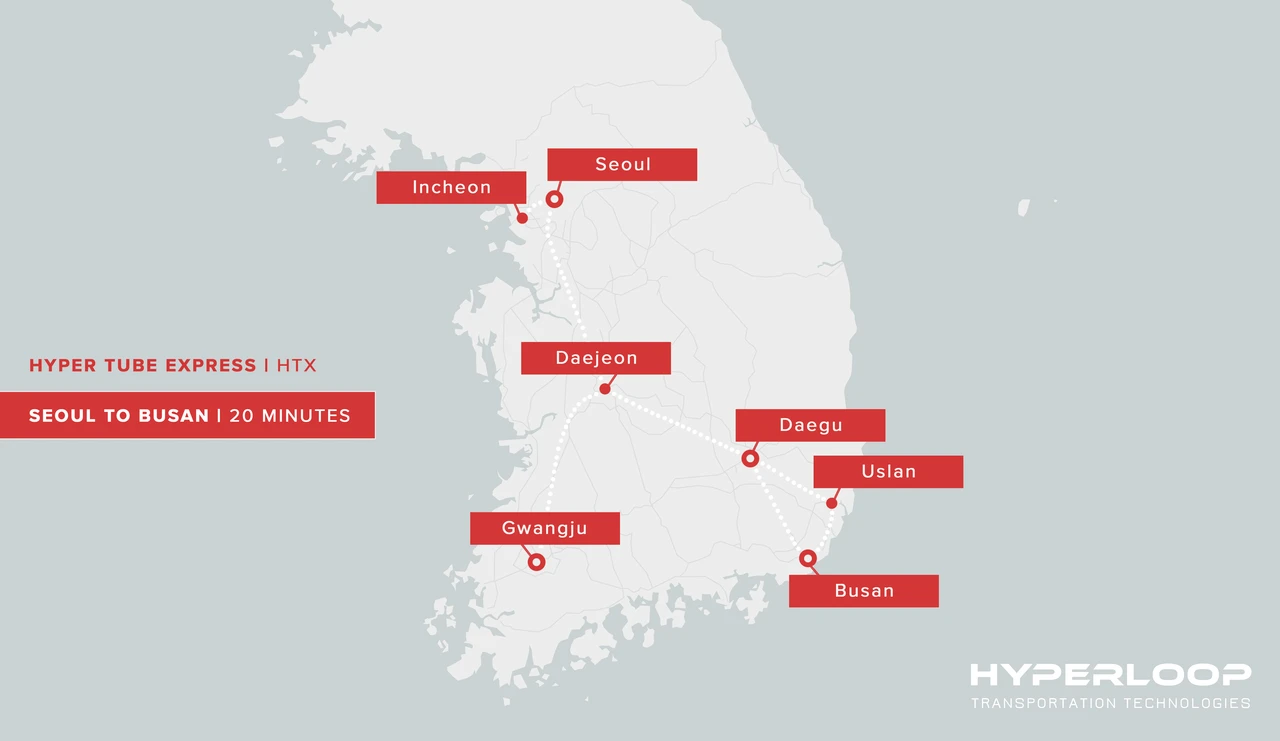 A South Korean Hyperloop could see passengers travel between Seoul and Busan in less than 20 minutes