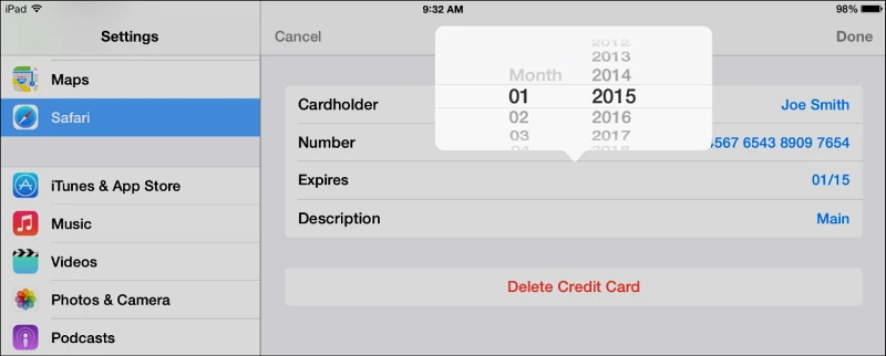 Credit Cards will be offered to be remembered or you can enter them in manually