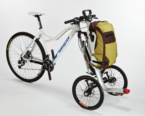 The S-cargo is a prototype carrier that converts a conventional bicycle into a cargo tricycle