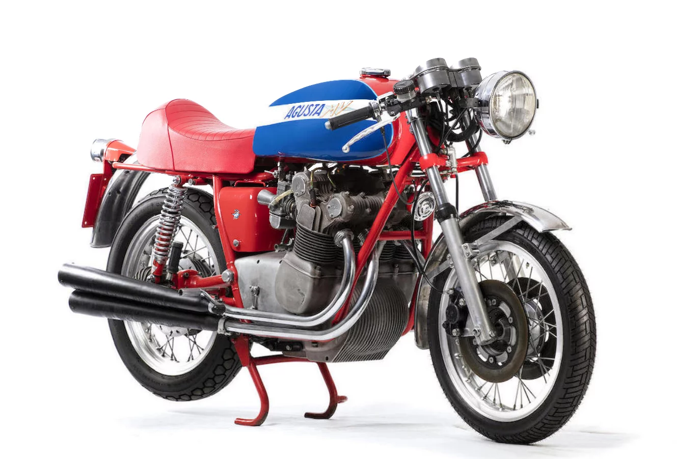 An older restoration of one of the later MV Agusta 750S models with just 12,500 kilometers recorded, Lot 584 sold for £56,350 ($73,418).