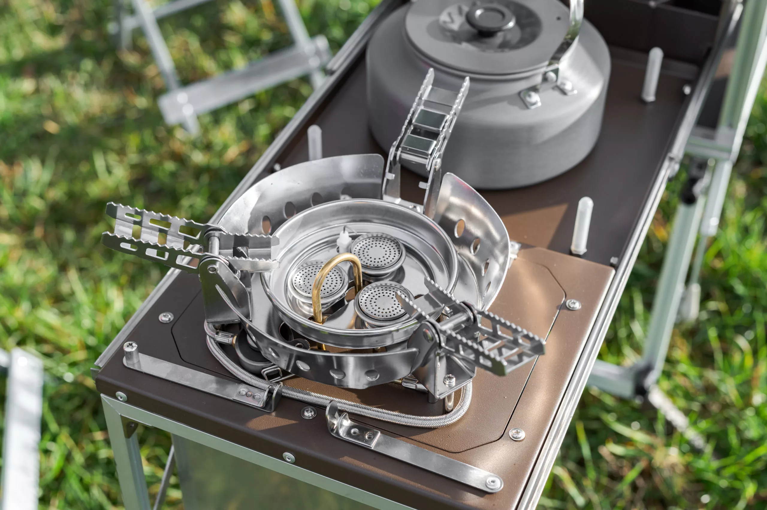 The compact, folding stove brings cooking power to this mighty mini-camper