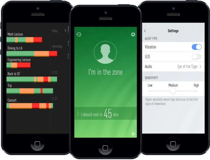 The app logs usage data and can display alertness patterns to giver users an idea as to when they are most alert