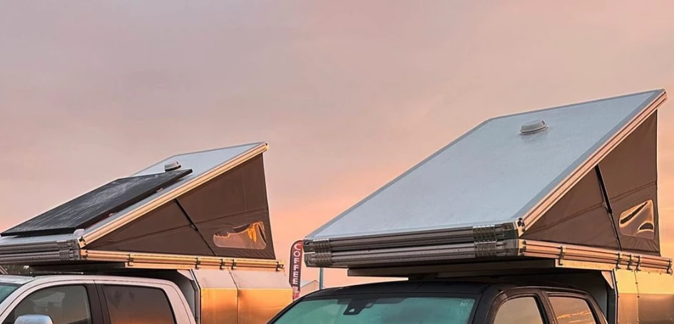 Hardsider's prototypes popped up and ready to camp