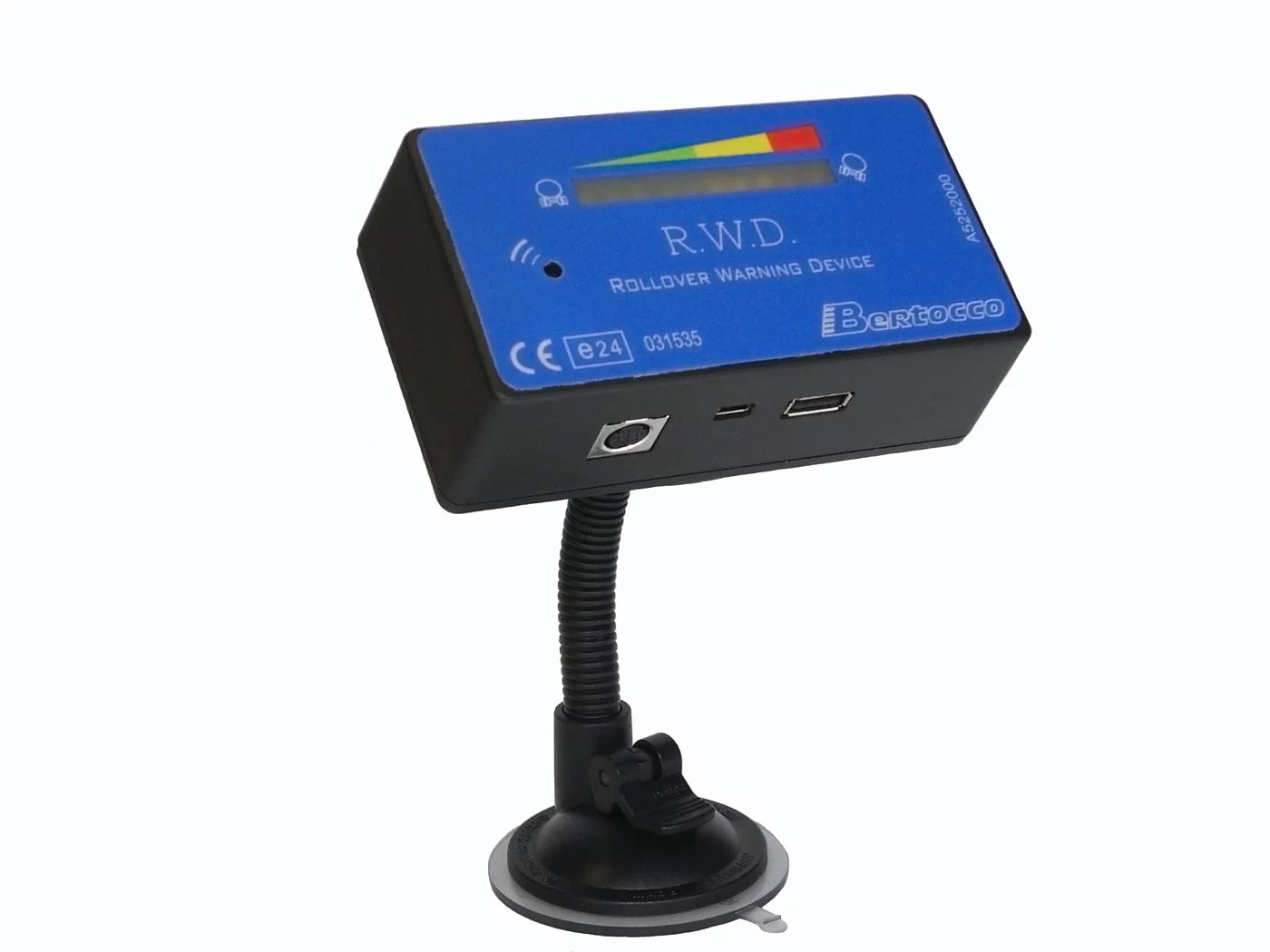 The in-cab receiver unit provides a visual and/or audible early warning if the vehicle is becoming unstable