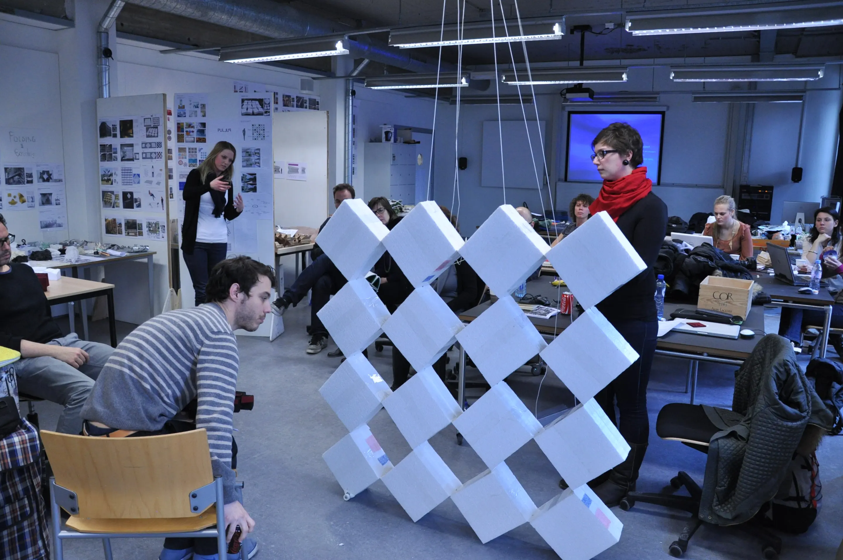 The design team test a mock up model ahead of production