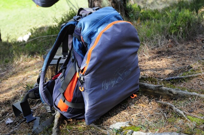 The Flying Tent packs down into this small case, weighing in at 2.64 lb