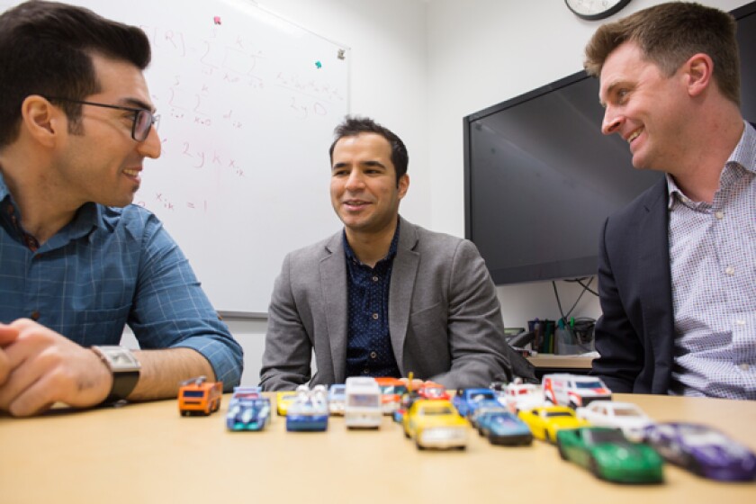 Left to right: University of Toronto researchers Sina Bahrami, Mehdi Nourinejad and Professor Matthew Roorda