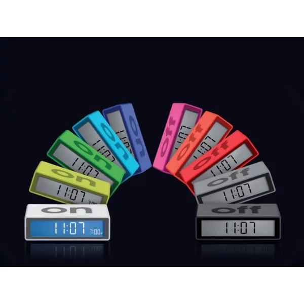 The Flip alarm clock is turned on and off simply by turning it over