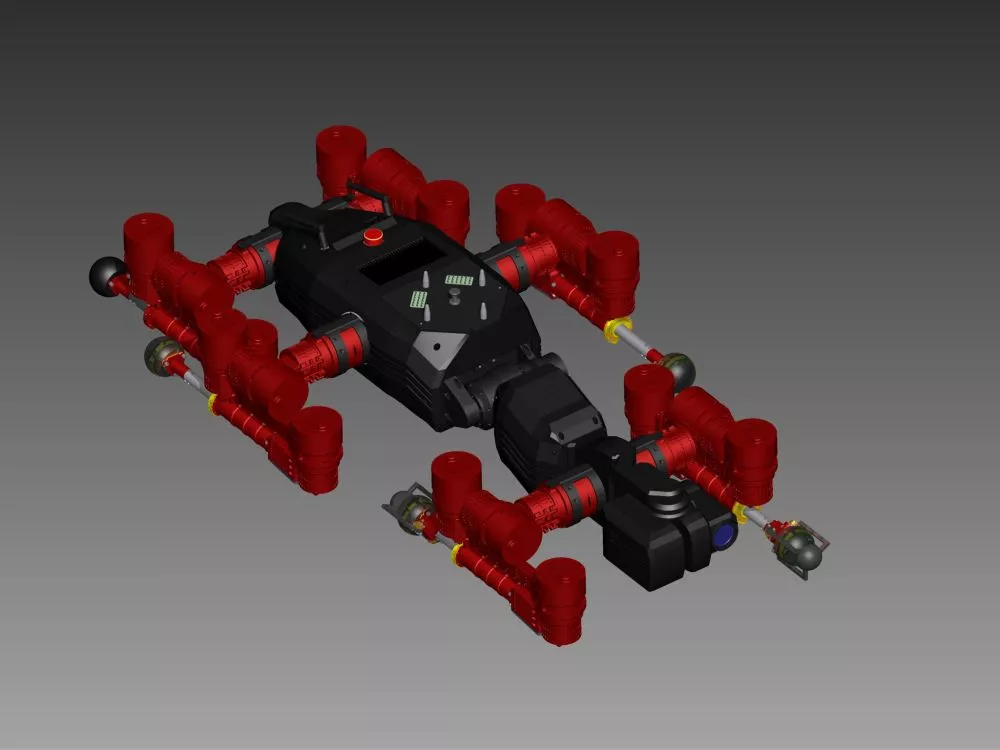 CREX as CAD model in stowed position for transport attached to SHERPA robot