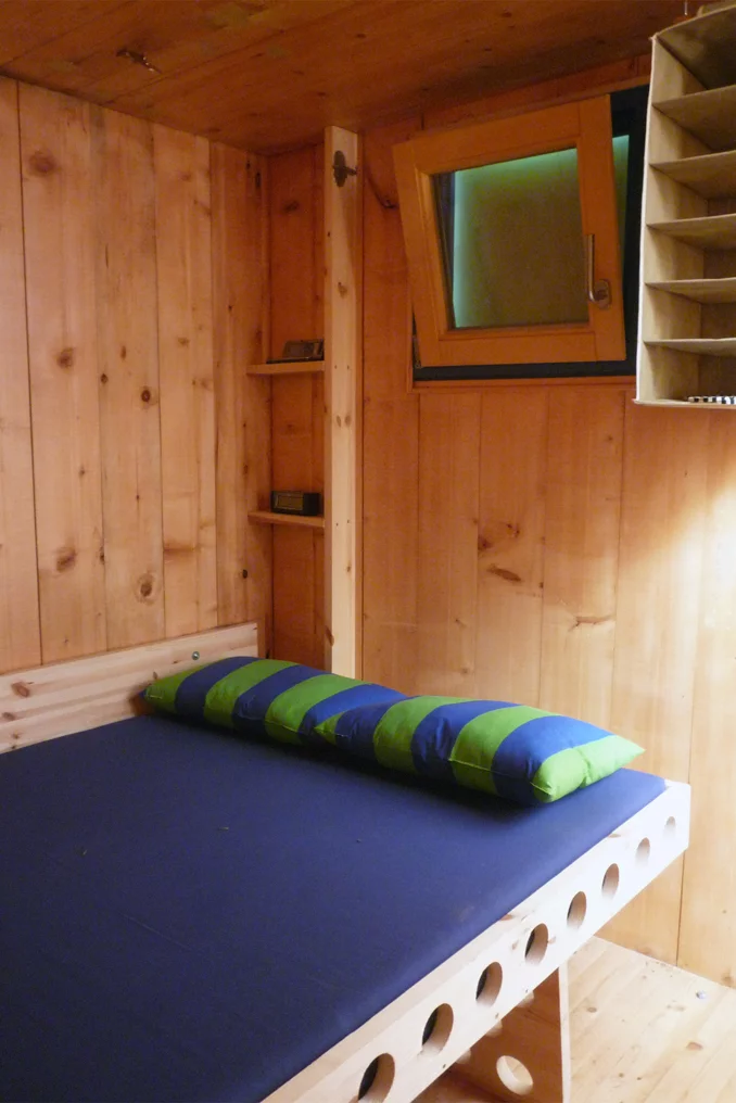 HomeBox includes many wooden inbuilt features such as the master bed