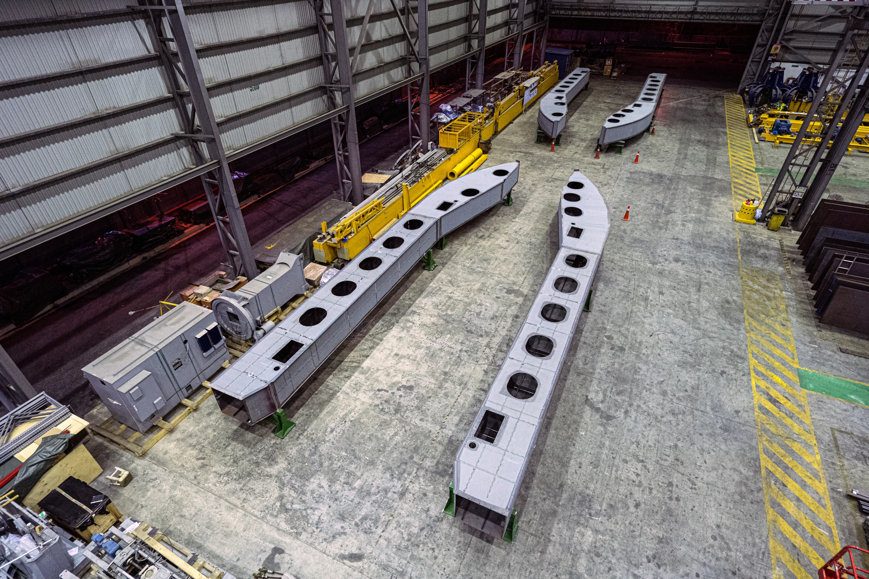 Assembly of Interceptor pontoons for series production being undertaken by Konecranes