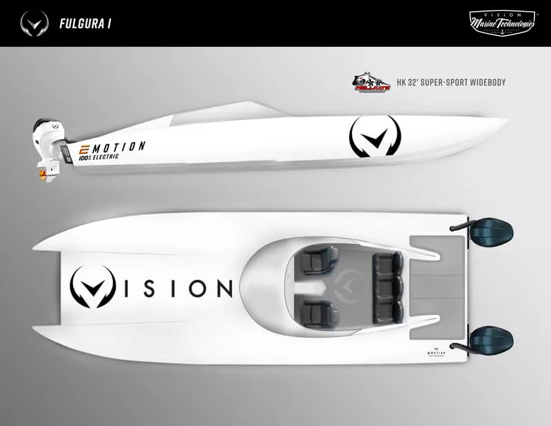 Vision teams with Miami power catamaran builder Hellkats Powerboats on the dual-motored Fulgura