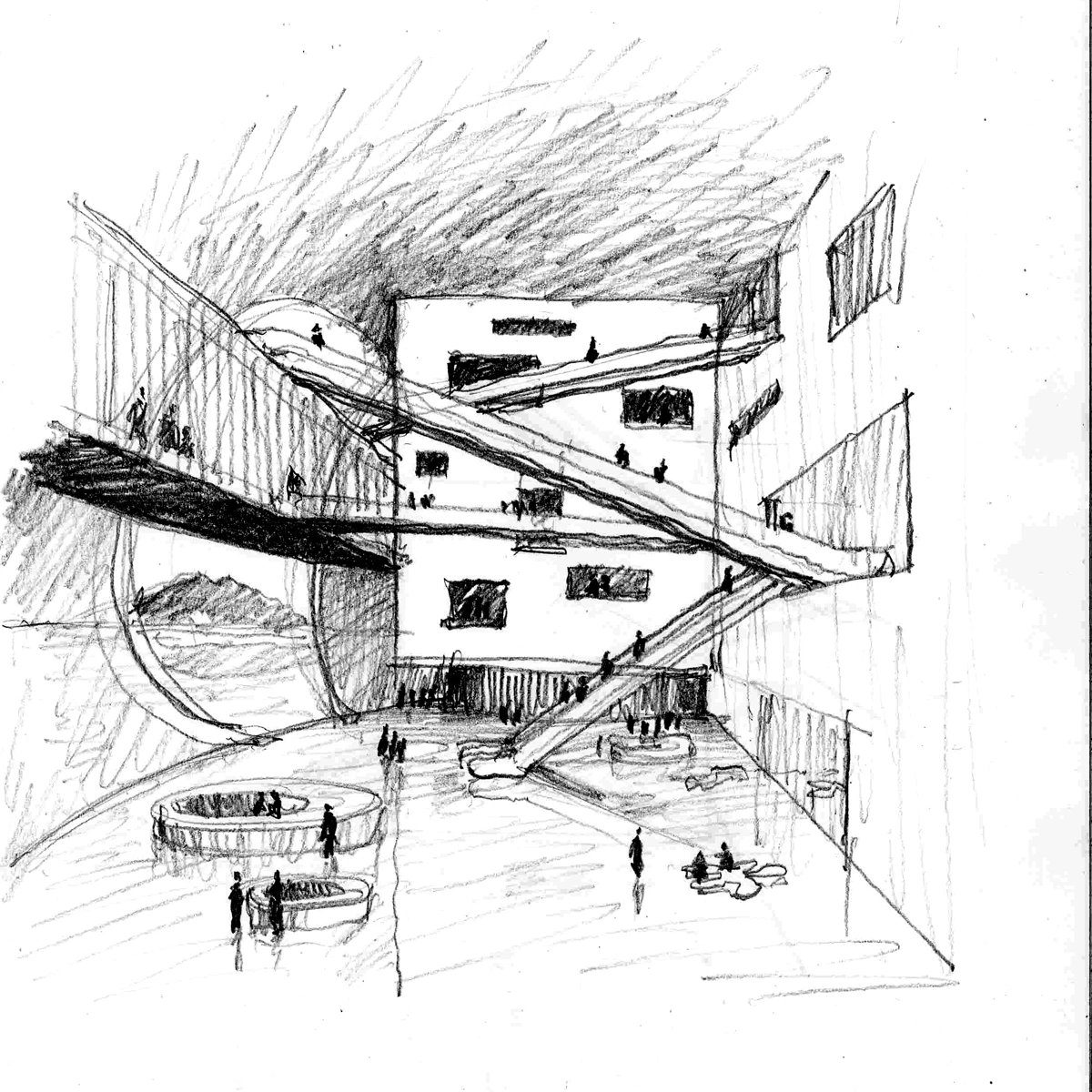A grand stairway to the foyer features a soaring void rising 45 meters (148 feet) high (image by Lacoste Stevenson)