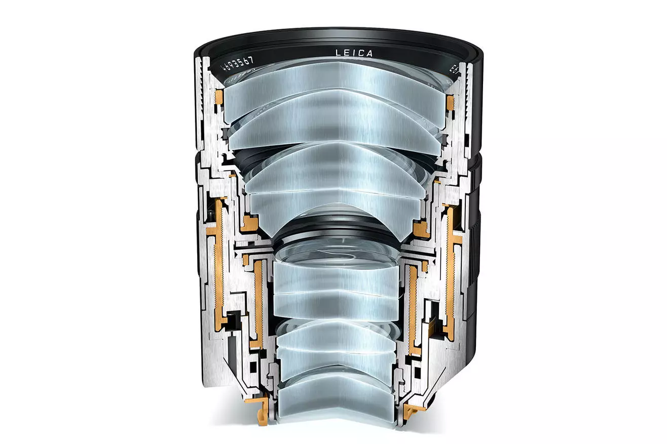 Leica Noctilux-M 75mm f/1.25 lens: nine elements in six groups, one floating element