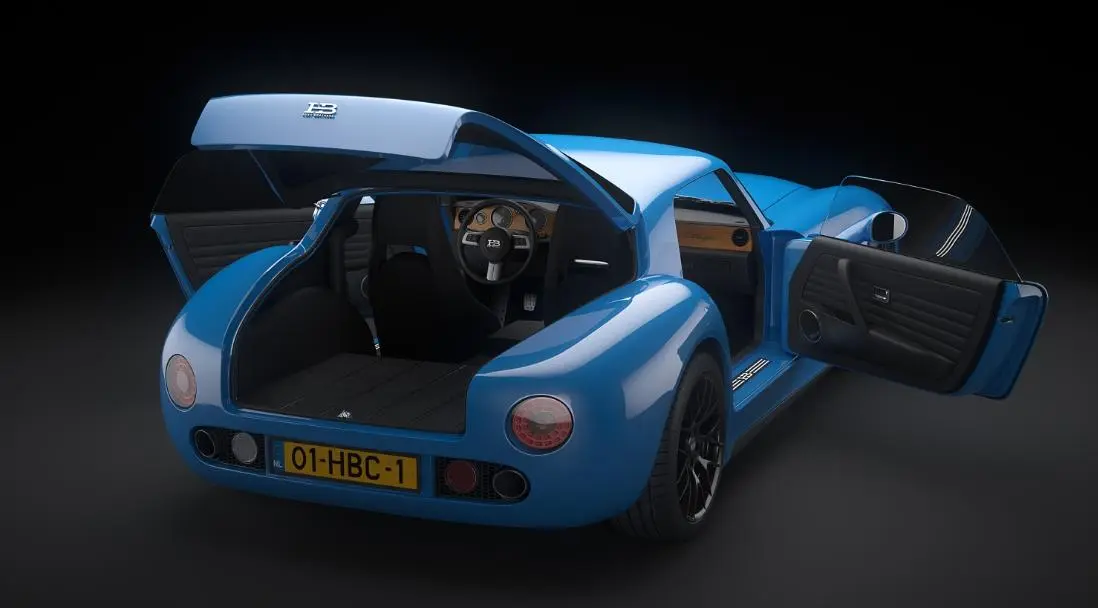 The HB Coupé Road Racer sits on 19-inch wheels