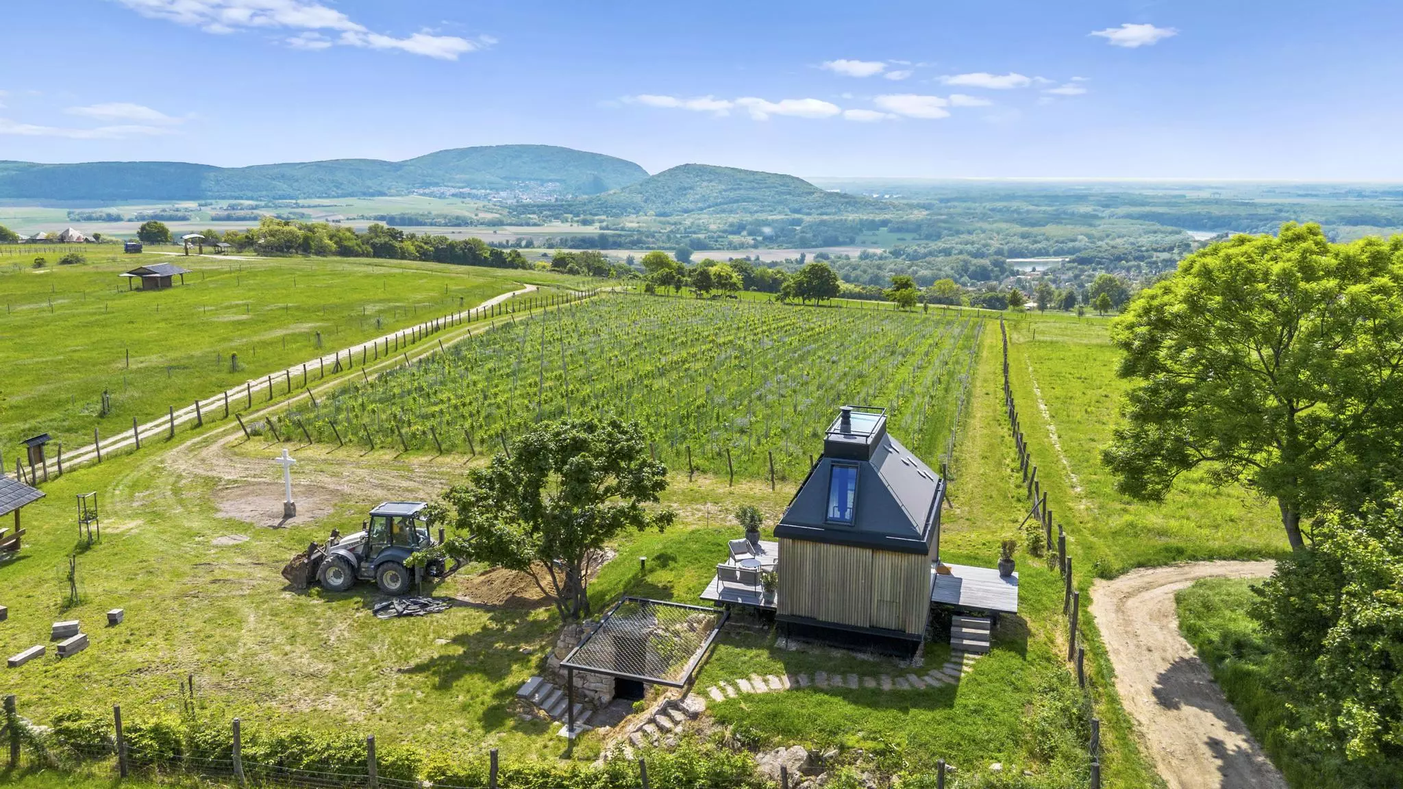 Cabin Devín gets power from roof-based solar panels, which are hooked up to batteries, plus a gas-powered backup electric system is also installed