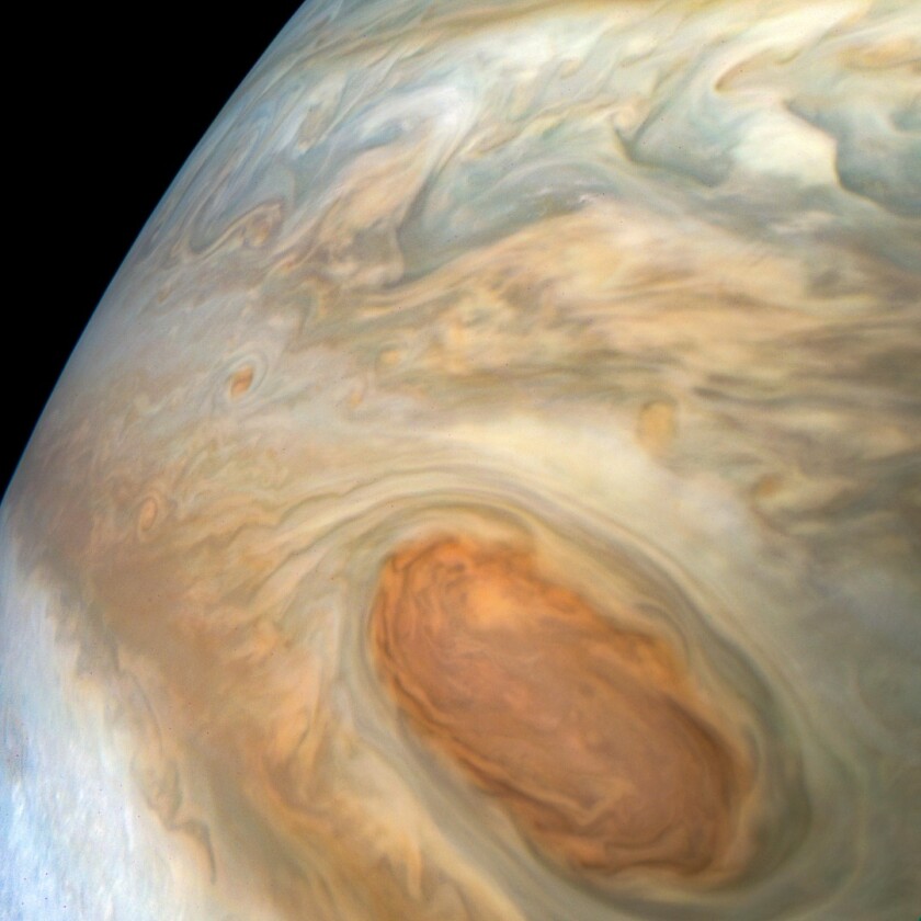 Detailed structure in the clouds of Jupiter's South Equatorial Belt brown barge