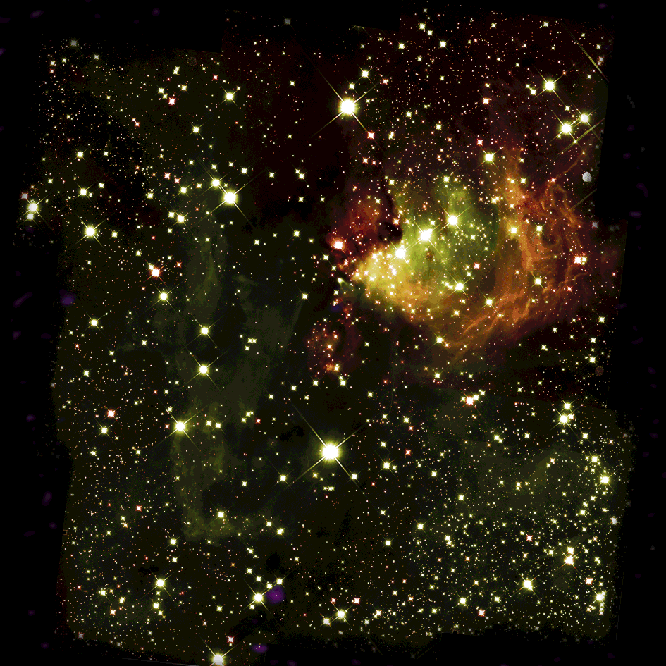 An animated image showing the different layers of the molecular cloud