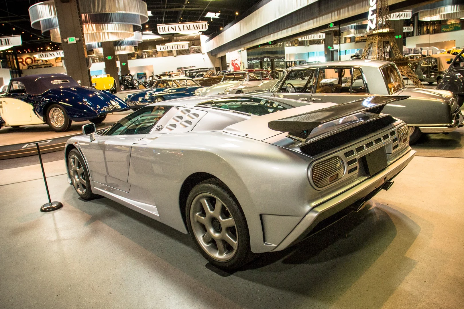 1994 Bugatti EB 110 SuperSport "Le Mans": a 3.5 liter V12 engine with four turbochargers gave this beast some 700 horsepower at 8,250 rpm, and a blistering top speed of 232 mph.