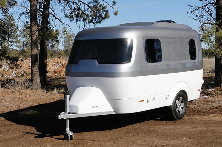The Nest uses a fiberglass monocoque construction