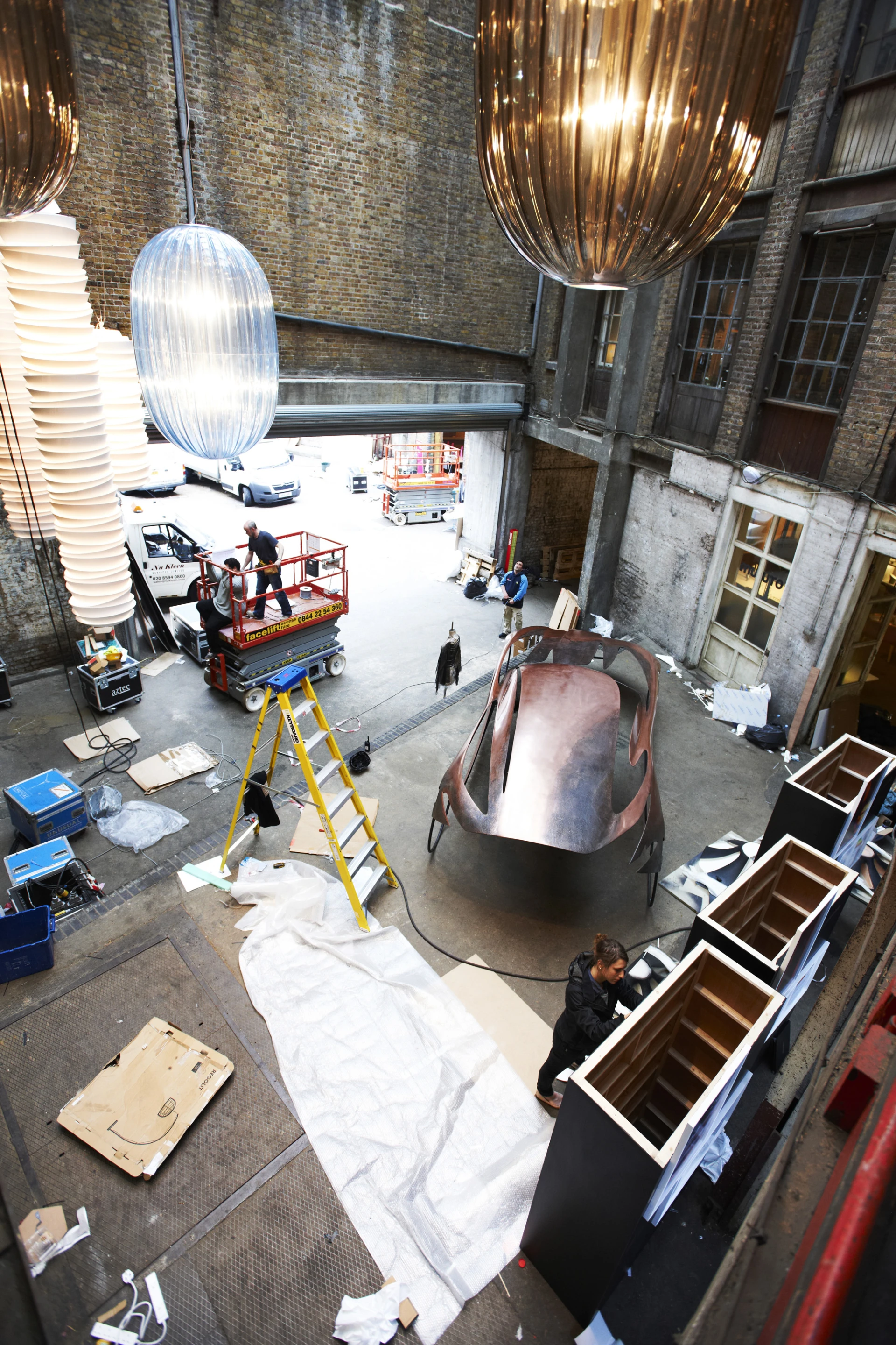 A top view of the installation under construction