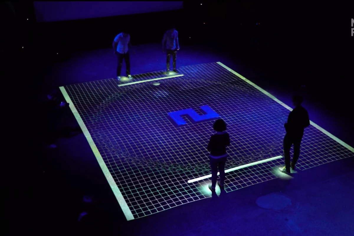 GRiD is a modern twist on Pong using pairs of motion-tracked humans to control the paddles