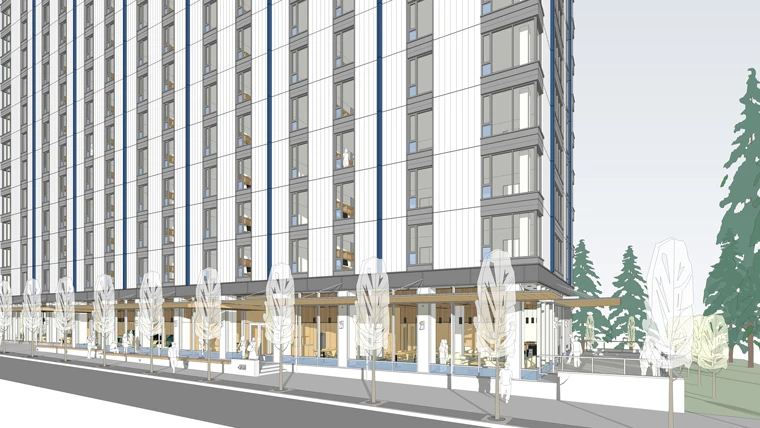 The residential tower will have a total floorspace of 15,115 sq m (162,700 sq ft) and be home to University of British Columbia students