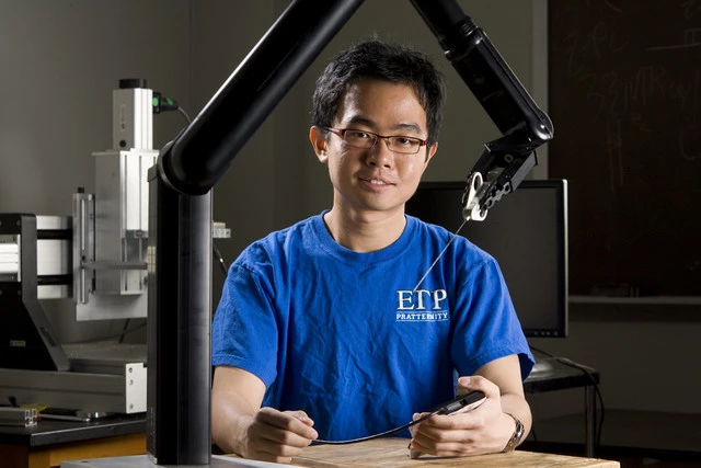 Kaicheng Liang, a recent graduate who worked on the biopsy robot (photo courtesy of Duke Photography)