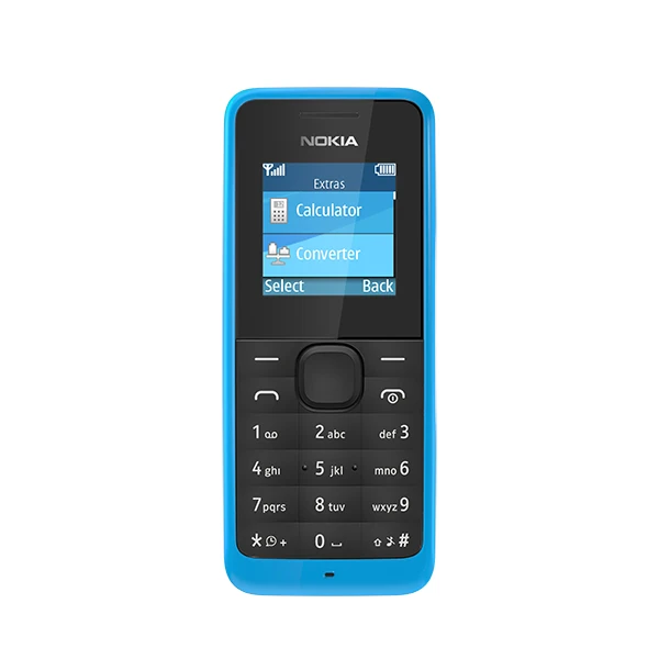 The Nokia 105 is available in cyan or black color schemes and will be released in Q1 of 2013 throughout Europe and Asia