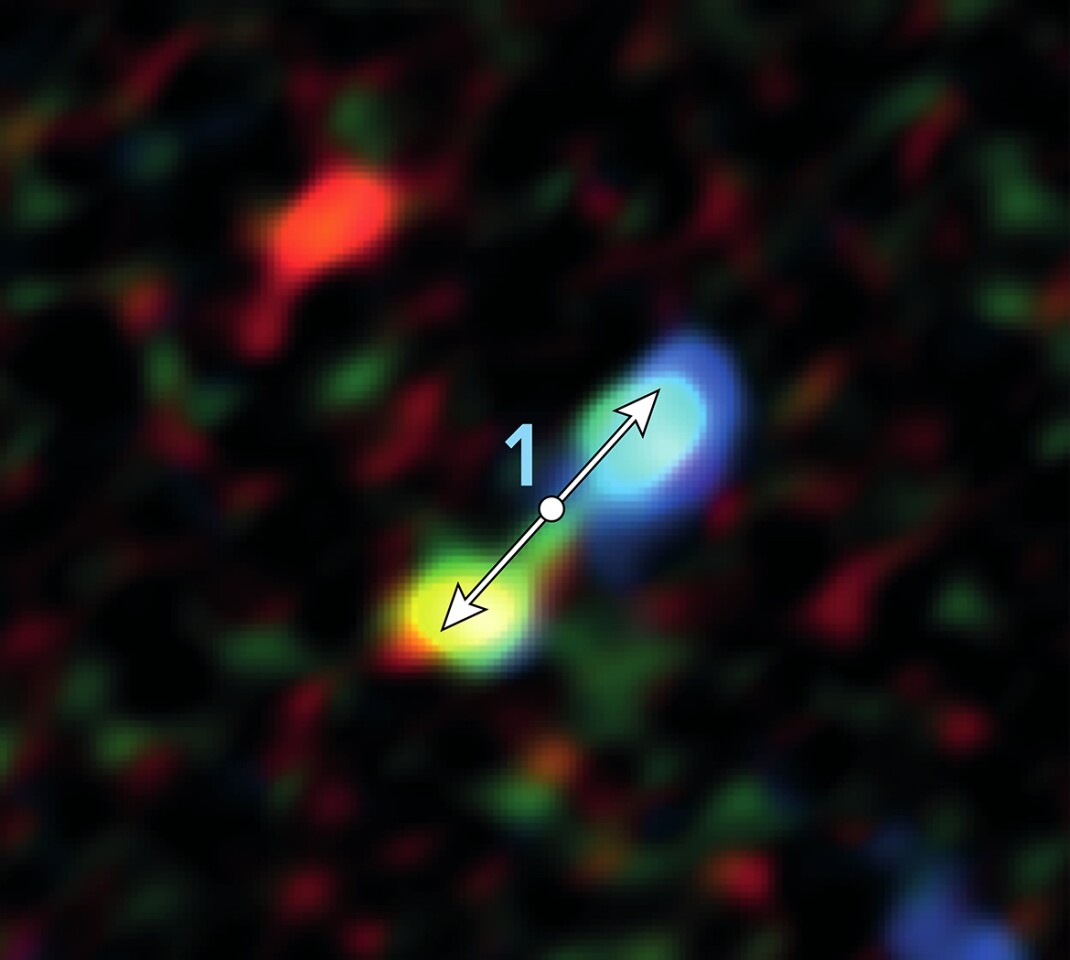 The double-lobe feature of a young protostar, which the ALMA observatory can detect to identify the object and its age