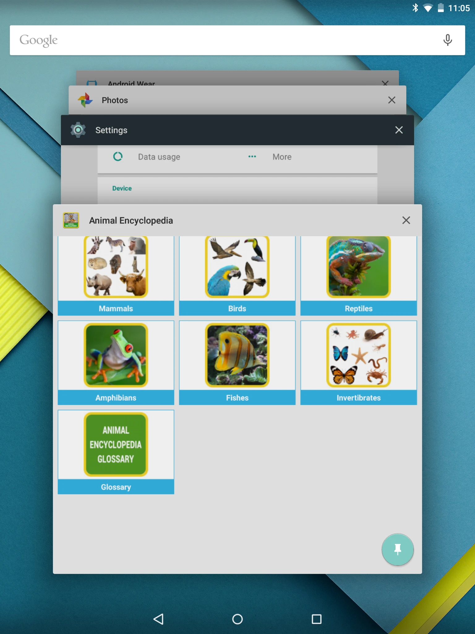 Apps are pinned from the system overview