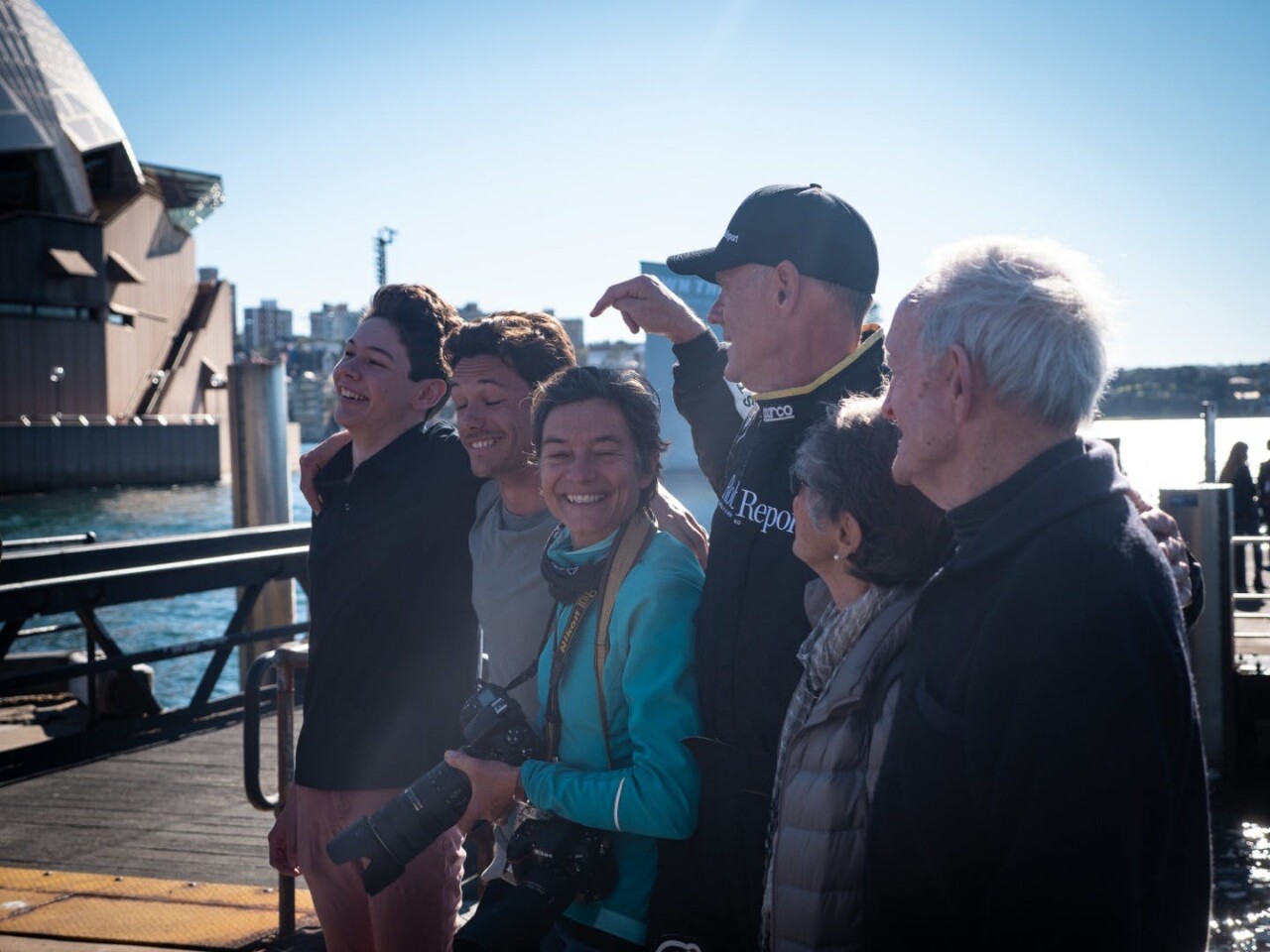 Mayman with family members including his mother, father and very relieved sister after a successful flight