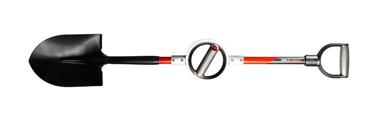The Bosse ergonomic shovels feature a center handle that rotates to allow for better grip and reduced strain on the back