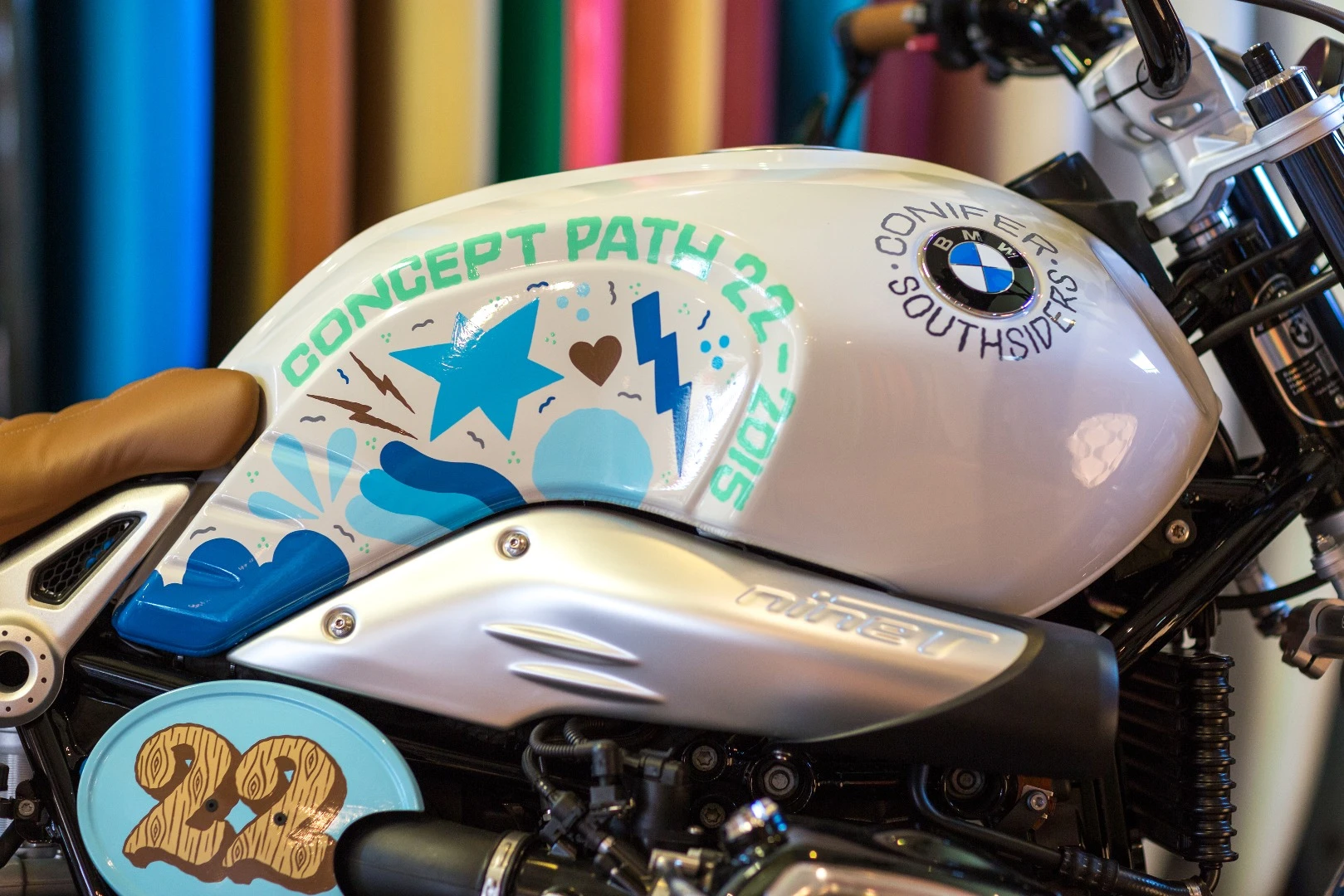The artwork of Ornamental Conifer, a.k.a. Nicolai Sclater, on the right-hand side of the BMW Concept Path 22