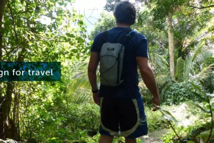 Vamoose's jacket and poncho are designed to quickly fold into a 3-liter backpack