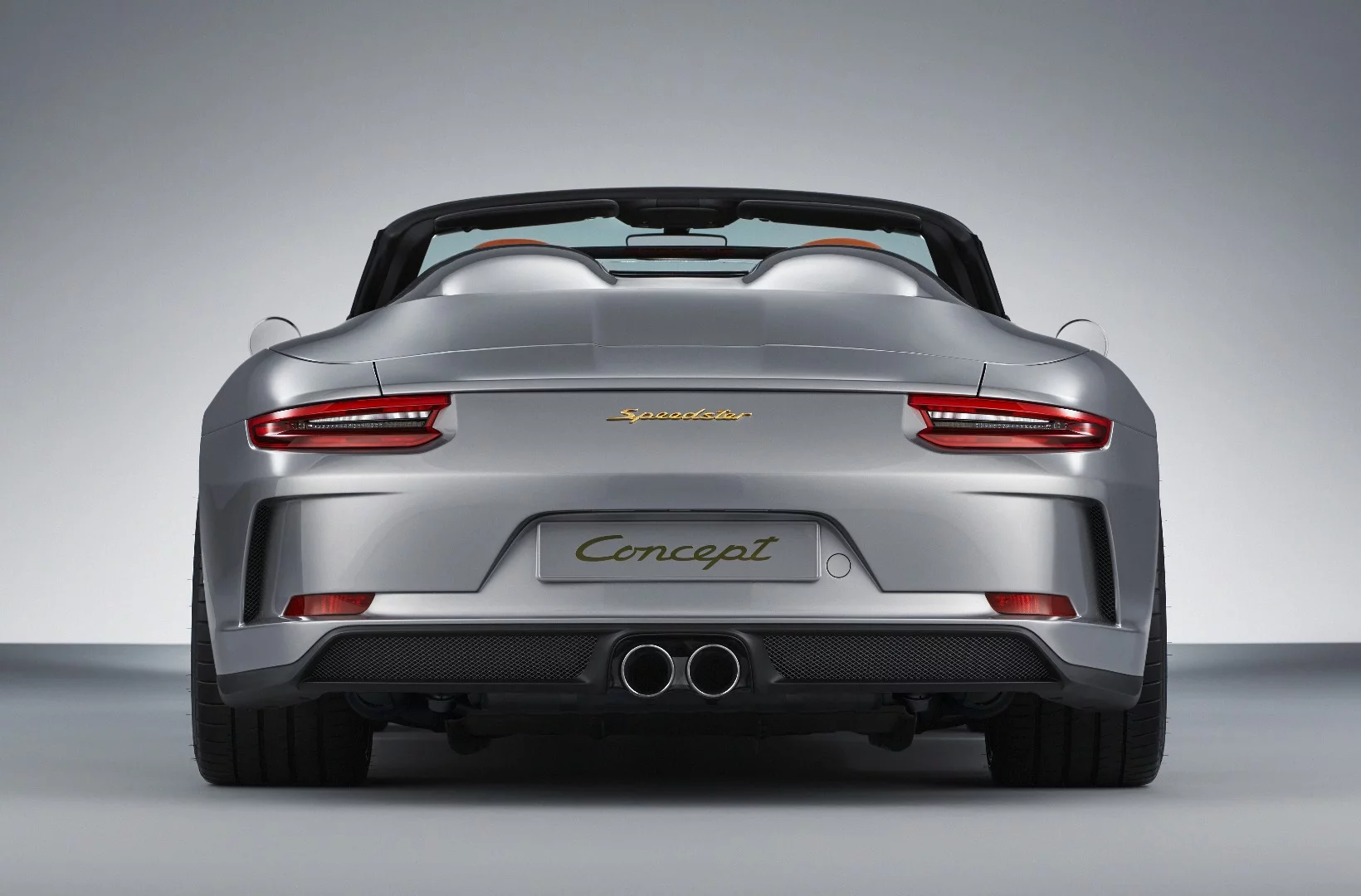 Porsche 911 Speedster Concept: rear view clearly shows the twin streamliner humps on the back