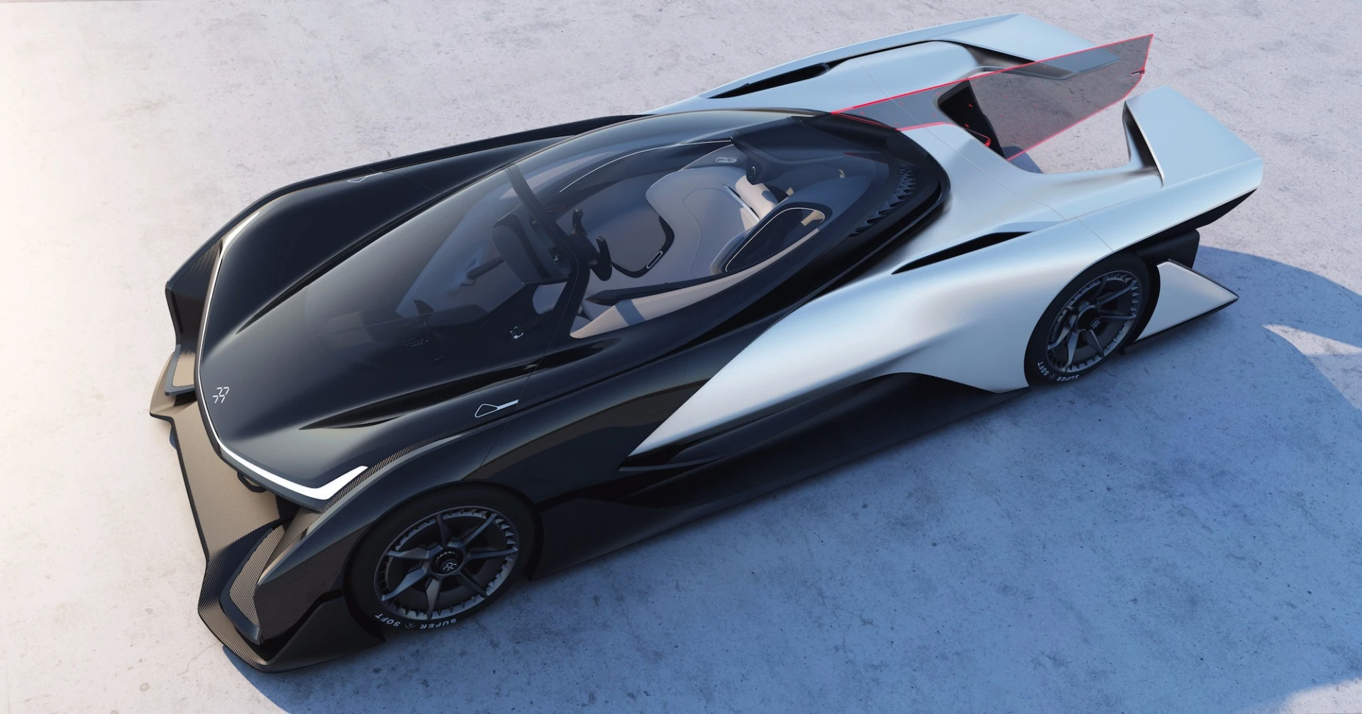 The FFZERO1 is powered by a 1,000-bhp four-motor drive
