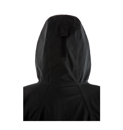 The hood on the Vamoose jacket adjusts around the wearer's head