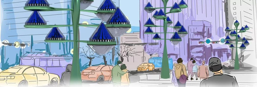 Up to 17 units can also be erected on a Power Pole, where Spin Cells are vertically and horizontally arranged to avoid negative shadow effects while minimizing the installation's footprint