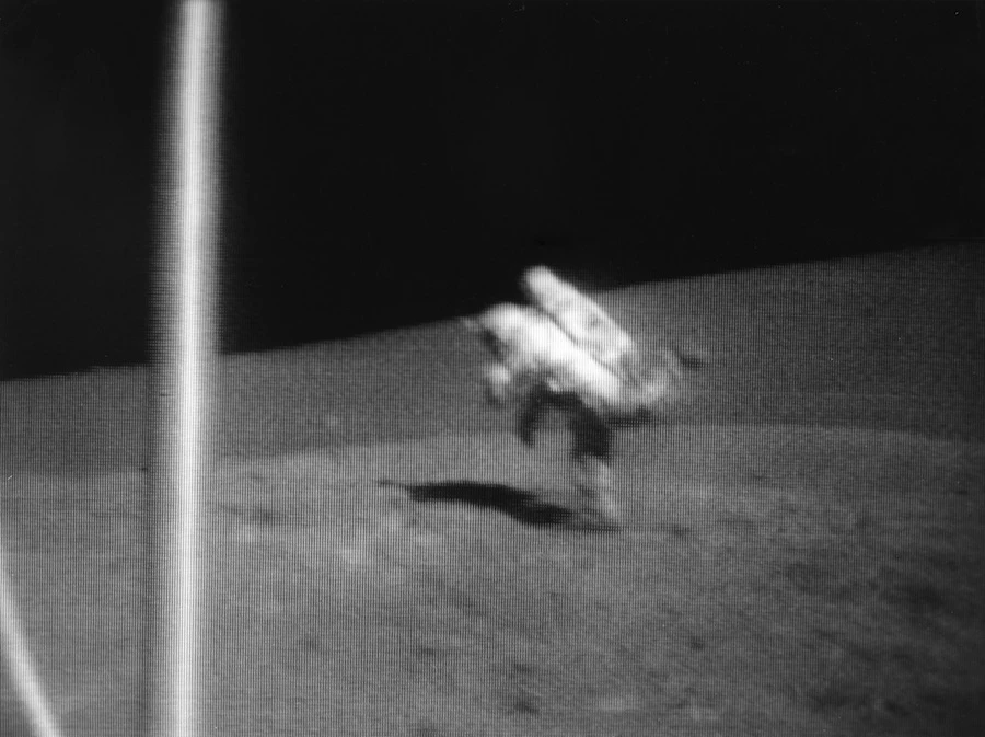 Lunar module pilot Harrison "Jack" Schmitt illustrates how easy it is for astronauts to trip over on the Apollo 17 mission in 1972