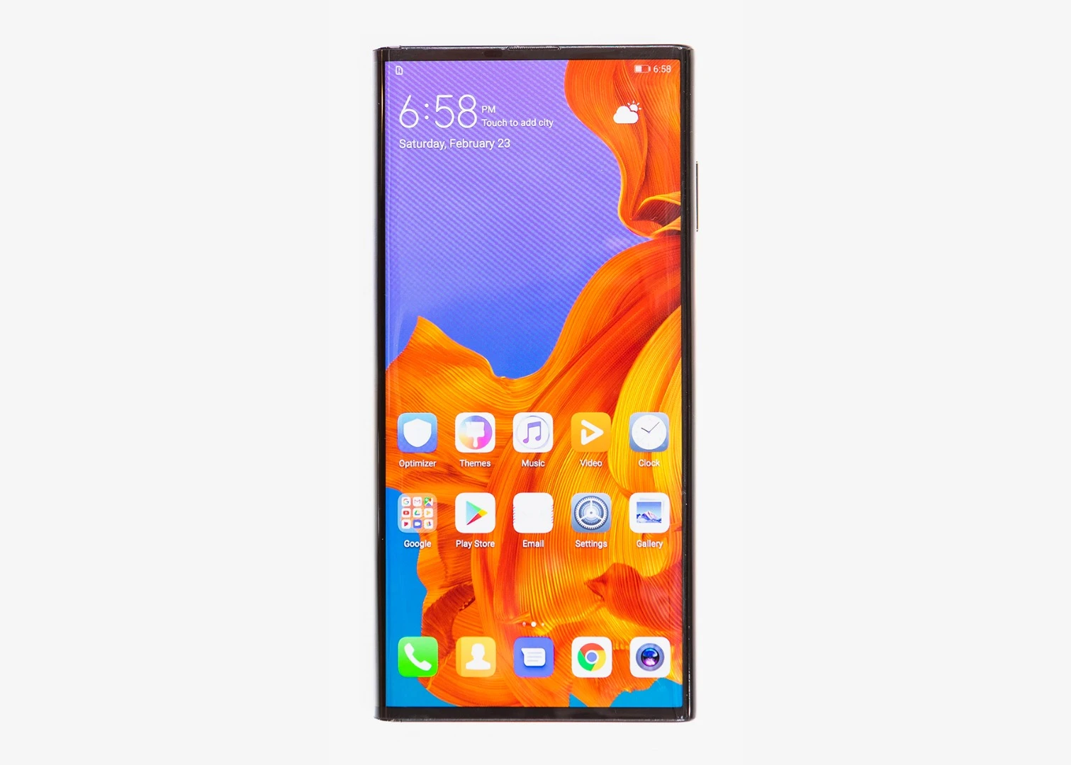 The front of the Huawei Mate X when closed, with a 6.6-inch display