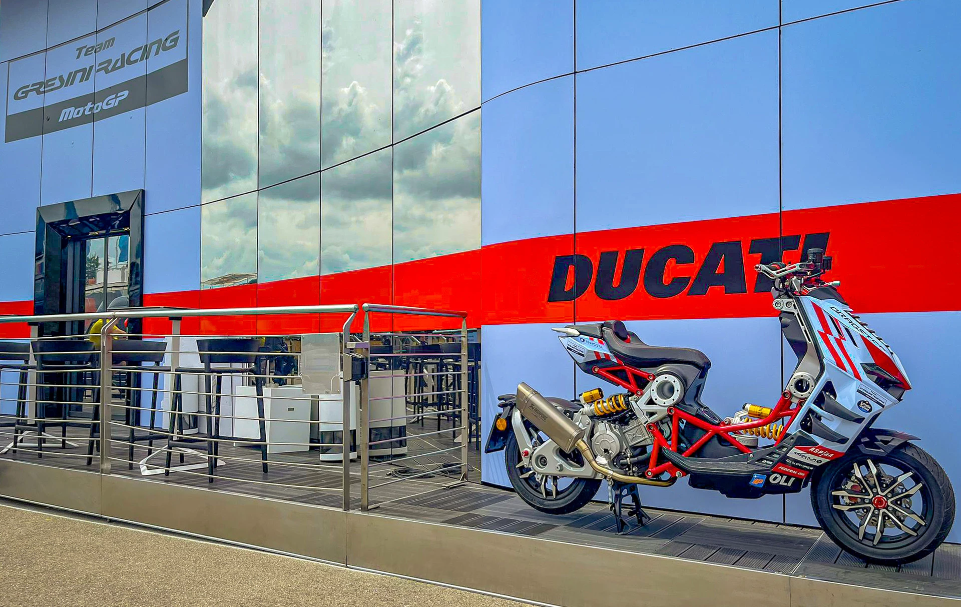 The Italjet Dragster Gresini Racing Edition on show at the Italian Grand Prix on 2 June 2024