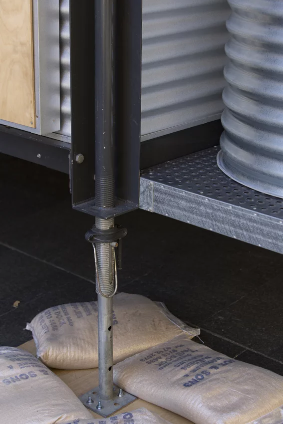 Shelter comes with adjustable legs for uneven terrain