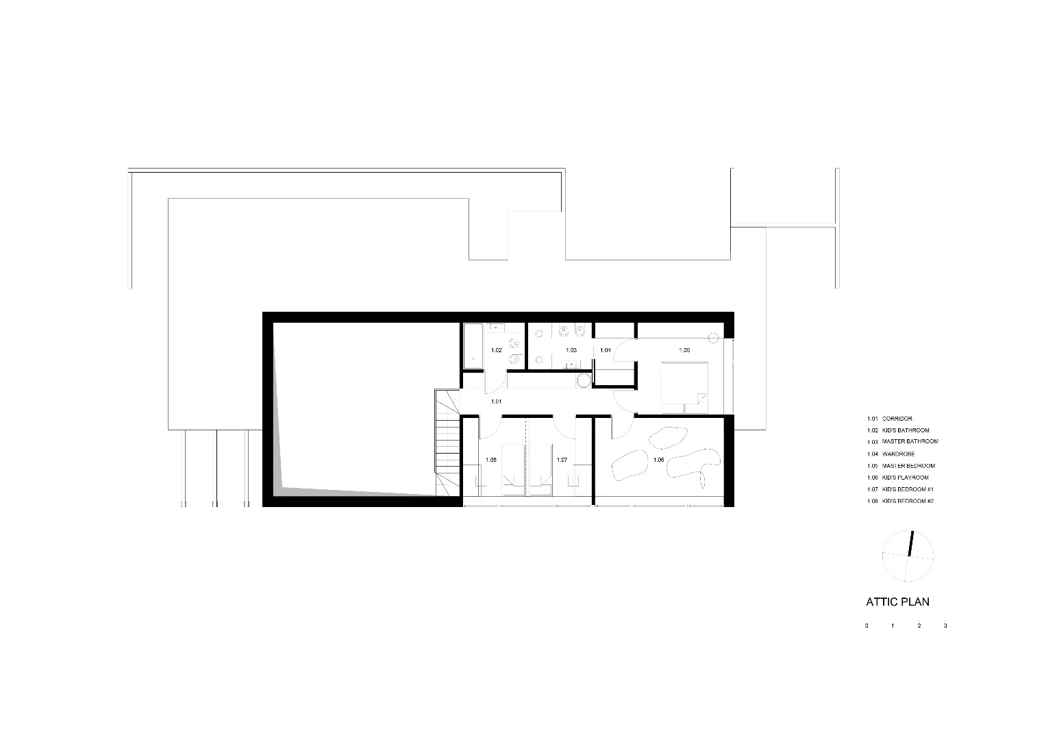 Architectural drawing of the House behind the Roof
